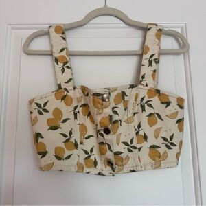 Reformation Lemon Print Crop Top
